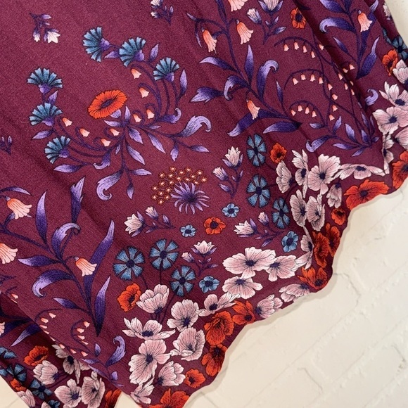 Embroidered dress Miami floral Francesca’s store large sleeveless burgundy - Picture 4 of 7